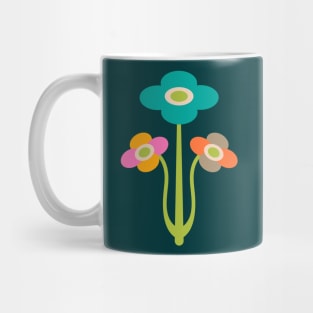 YVETTE Mid-Century Modern Mod Floral Triple Flowers in Bright Multi-Colours - UnBlink Studio by Jackie Tahara Mug